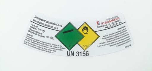 [STROM/ZUURSTOFCO2-50L-200BAR] [UN 3156] Zuurstof/CO2 50l
